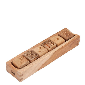 Teak 'jade' wooden dice set