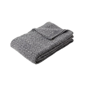 Dark grey knitted lambswool blanket 130x200