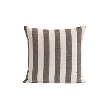 Load image into Gallery viewer, Dark brown striped linen cushion cover 50x50
