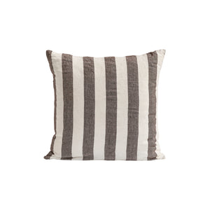 Dark brown striped linen cushion cover 50x50