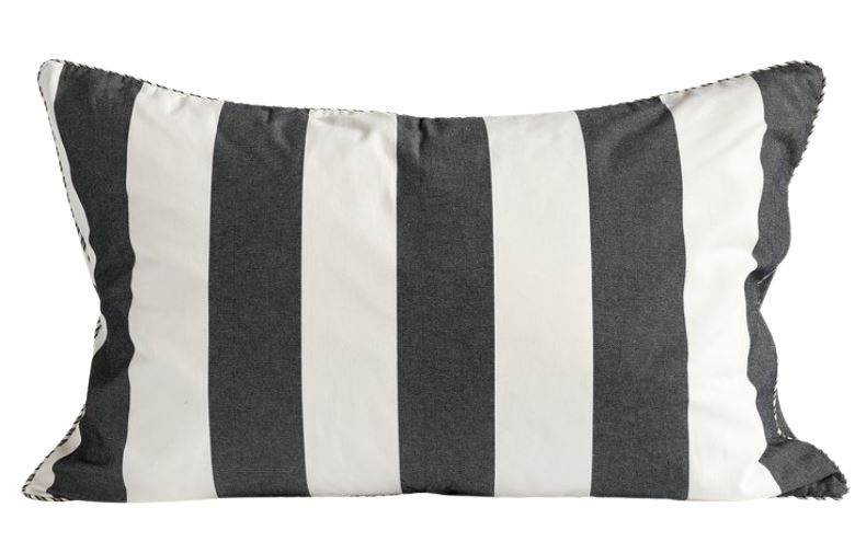 Black and white linen striped cushion cover 50x75