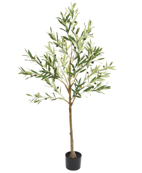 Artificial olive tree in black pot