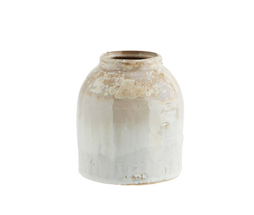 Honey & white stoneware vase