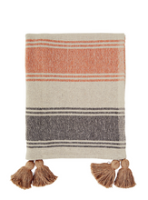 Load image into Gallery viewer, Wide striped woven throw with tassels