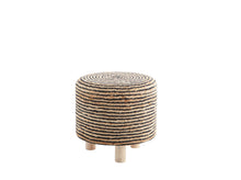 Load image into Gallery viewer, Black &amp; natural hand braided jute stool