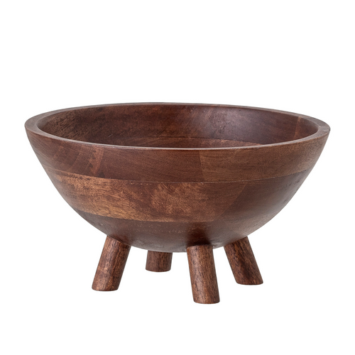 Brown bowl on legs in mango wood