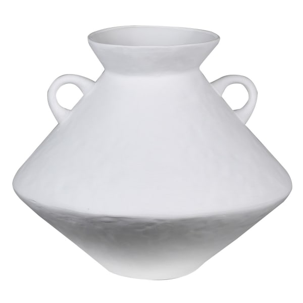 White handled stoneware vase large