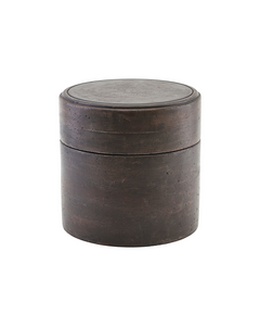 Dark mango wood lidded storage pot