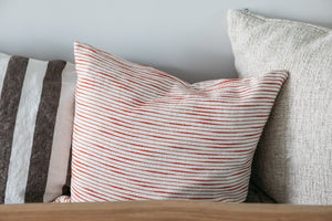 Red cotton slub woven cushion 50x50