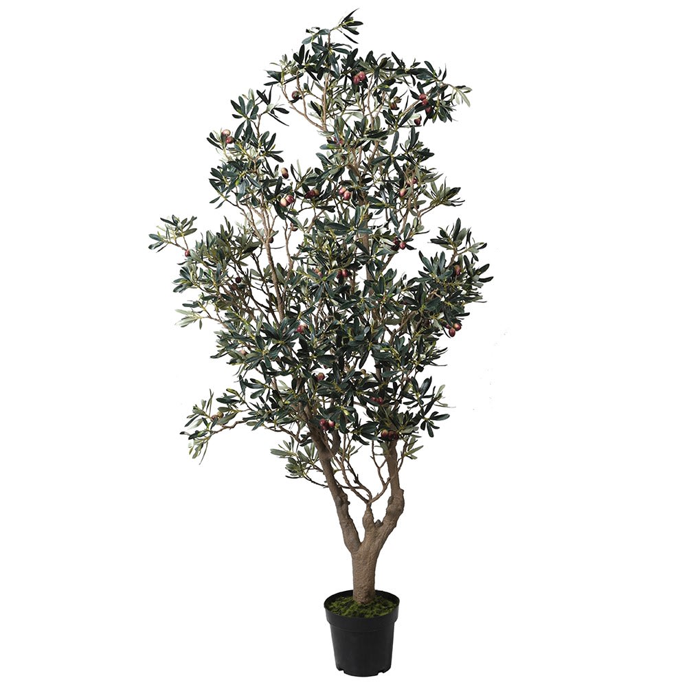 Artificial olive tree in black pot