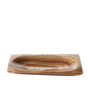 Flat marble tray in camel