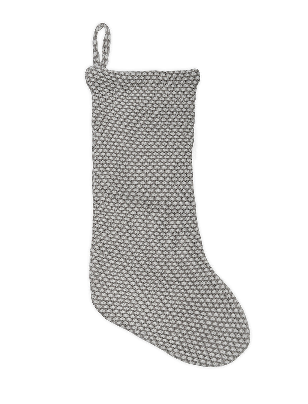 Grey &white knitted Christmas stocking