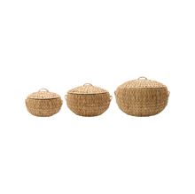 Load image into Gallery viewer, Handwoven hyacinth lidded baskets