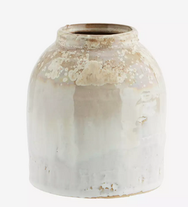 Honey & white stoneware vase