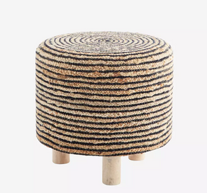 Black & natural hand braided jute stool