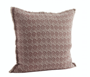 Raspberry and beige printed cushion cover 50x50