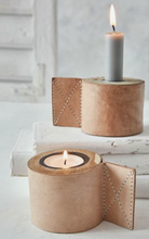 Load image into Gallery viewer, Leather tea light candle holder 11x6