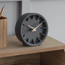 Load image into Gallery viewer, Black and wood desk clock