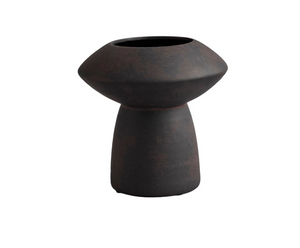 Sculptured brown curved vase