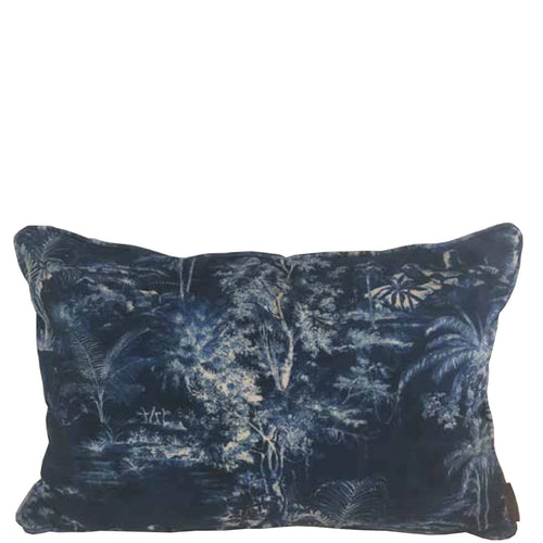 Indigo tropical print cushion 40x60