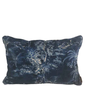 Indigo tropical print cushion 40x60