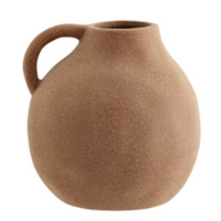 Sandstone stoneware vase with handle small