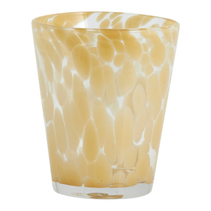 Clear and beige decorative drinking glass