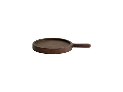 Mango wood serving plate with long handle