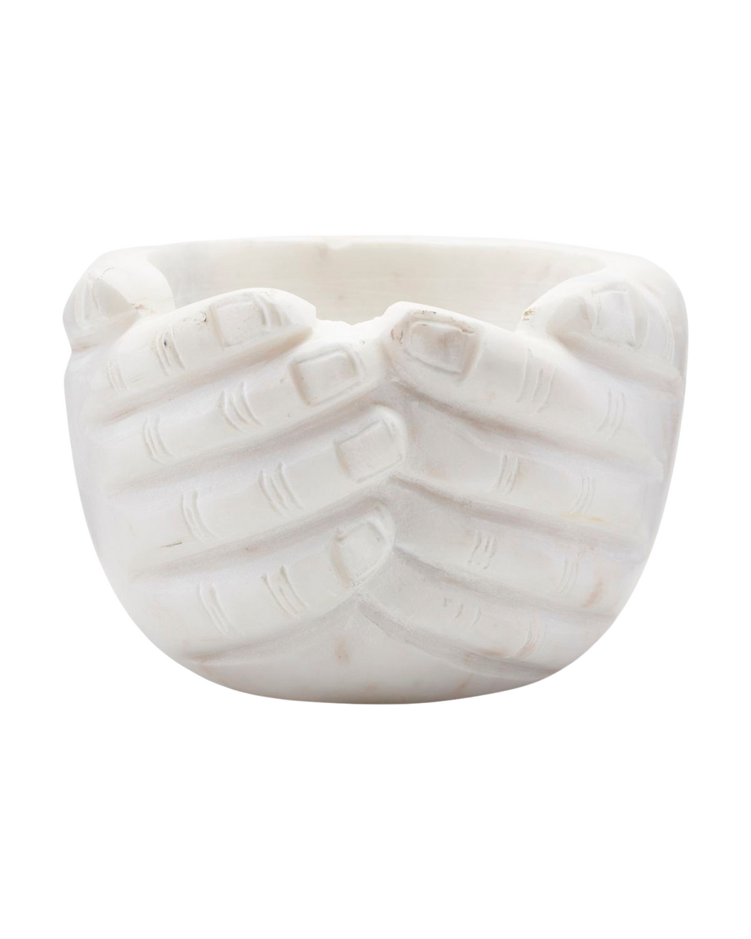 White marbled embracing hands bowl
