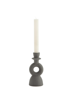 Stoneware candle holder in anthracite
