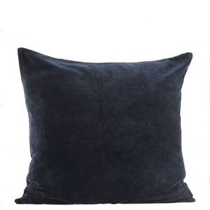 Petrol blue cotton velvet cushion 60x60