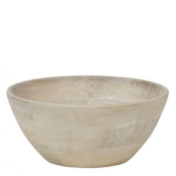 White wash Mango wood bowl 25cm