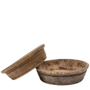 Rustic wood basin planter 65cm