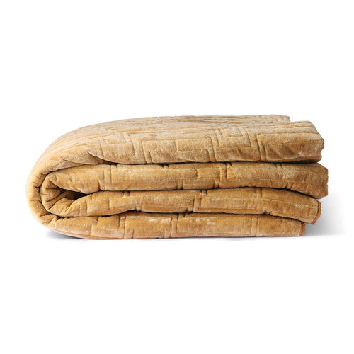 Yellow velvet quilted bedspread 240x260