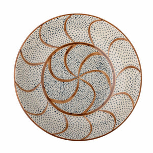 Hand-painted brown patterned stoneware bowl