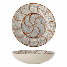 Load image into Gallery viewer, Hand-painted brown patterned stoneware bowl