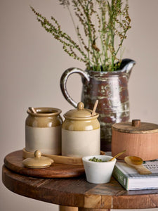 Orange and brown terracotta deco jar