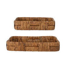 Load image into Gallery viewer, Brown rattan tray set of 2