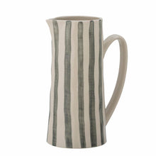 Load image into Gallery viewer, Green striped stoneware jug