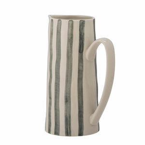 Green striped stoneware jug