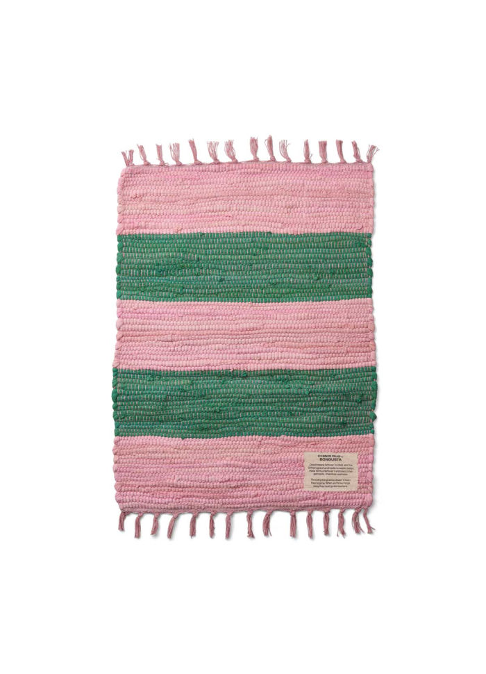 Pink & green striped rug