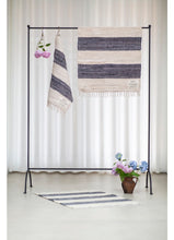 Load image into Gallery viewer, Beige &amp; charcoal striped rug