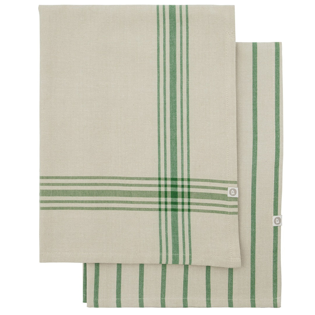 Tea towels green pack of two