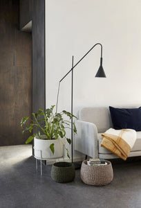 Black iron floor lamp