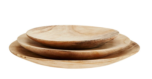 Set of three wooden plates