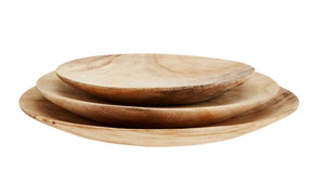 Set of three wooden plates