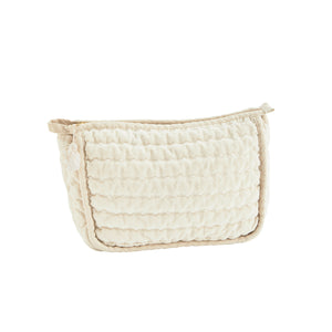 Quilted ecru velvet washbag