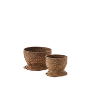 Load image into Gallery viewer, Natural round grass baskets with stand set of 2