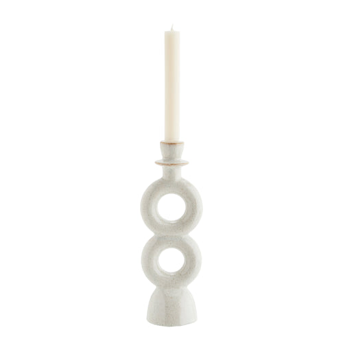 Stoneware candle holder off white