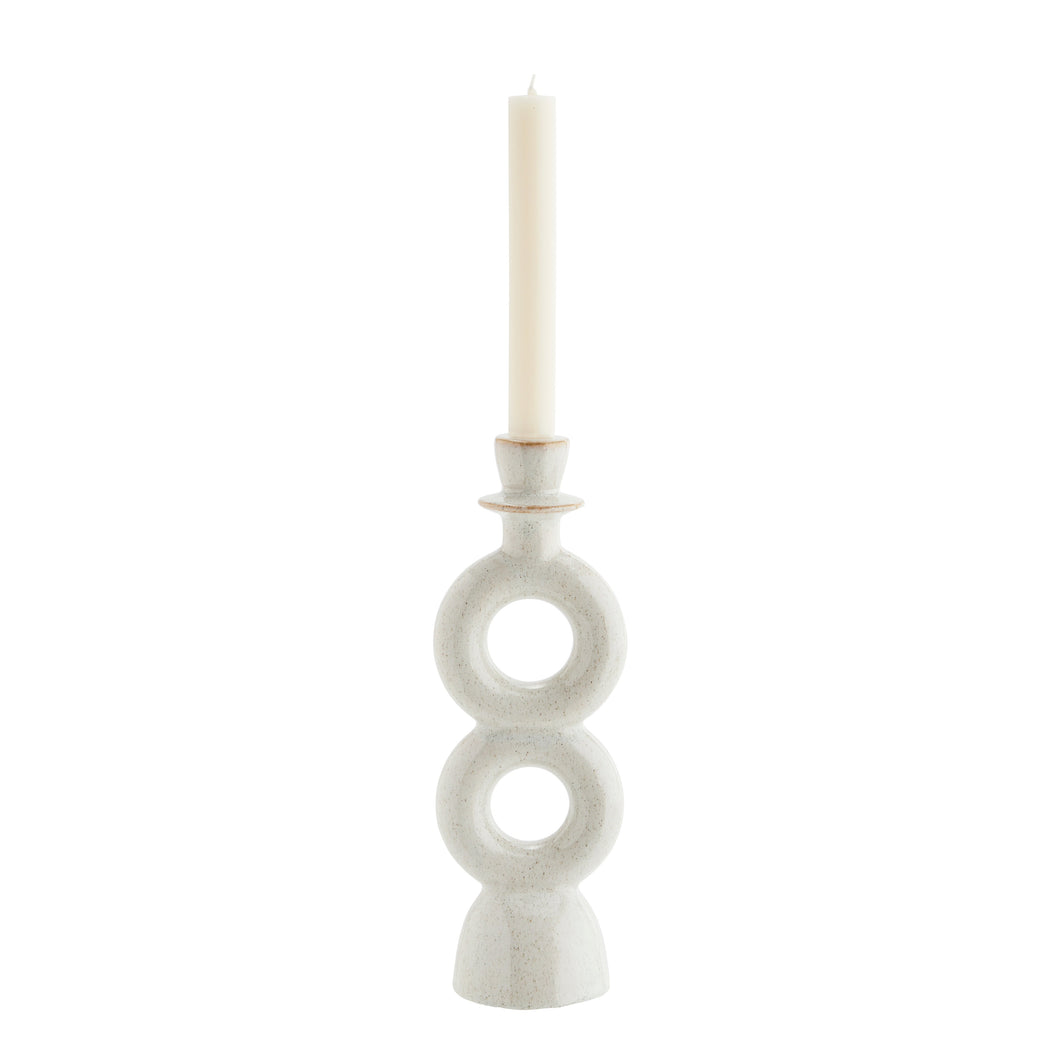 Stoneware candle holder off white